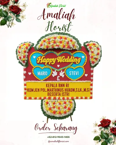 Karangan Papan Bunga Pernikahan di Kubangkondang